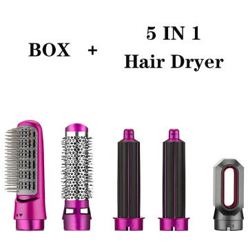 Electric Hair Dryer Brush One Step 5 Head Replaceable Hot  Air Comb Power Straightener Curly Blower 3 Heat Setting Anti Scalding