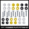 24pcs Car White Hinged Cover Cap Number Plate Fitting Fixing Self Tapping Screw For License Plate