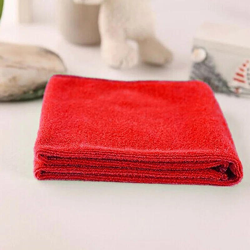 Description Picture 4 of item10 X Microfiber Cleaning Cloth Strong Water Absorbent Lint Free Red Wash Towels For Kitchen Bathroom Home Clean Accessories