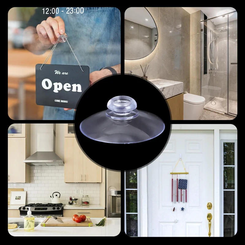 Description Picture 6 of itemClear Plastic Suction Cups Adhesive Sucker Holders Hanging Hooks for Kitchen Bathroom Home Suction Pads Door Window Glass Decor