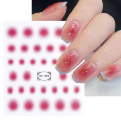 Gradient Nail Sticker 3D Jelly Red Pink Blush Sliders Cute Ombre Nail Design Japanese Style Translucent Gel Polish Wraps Decal