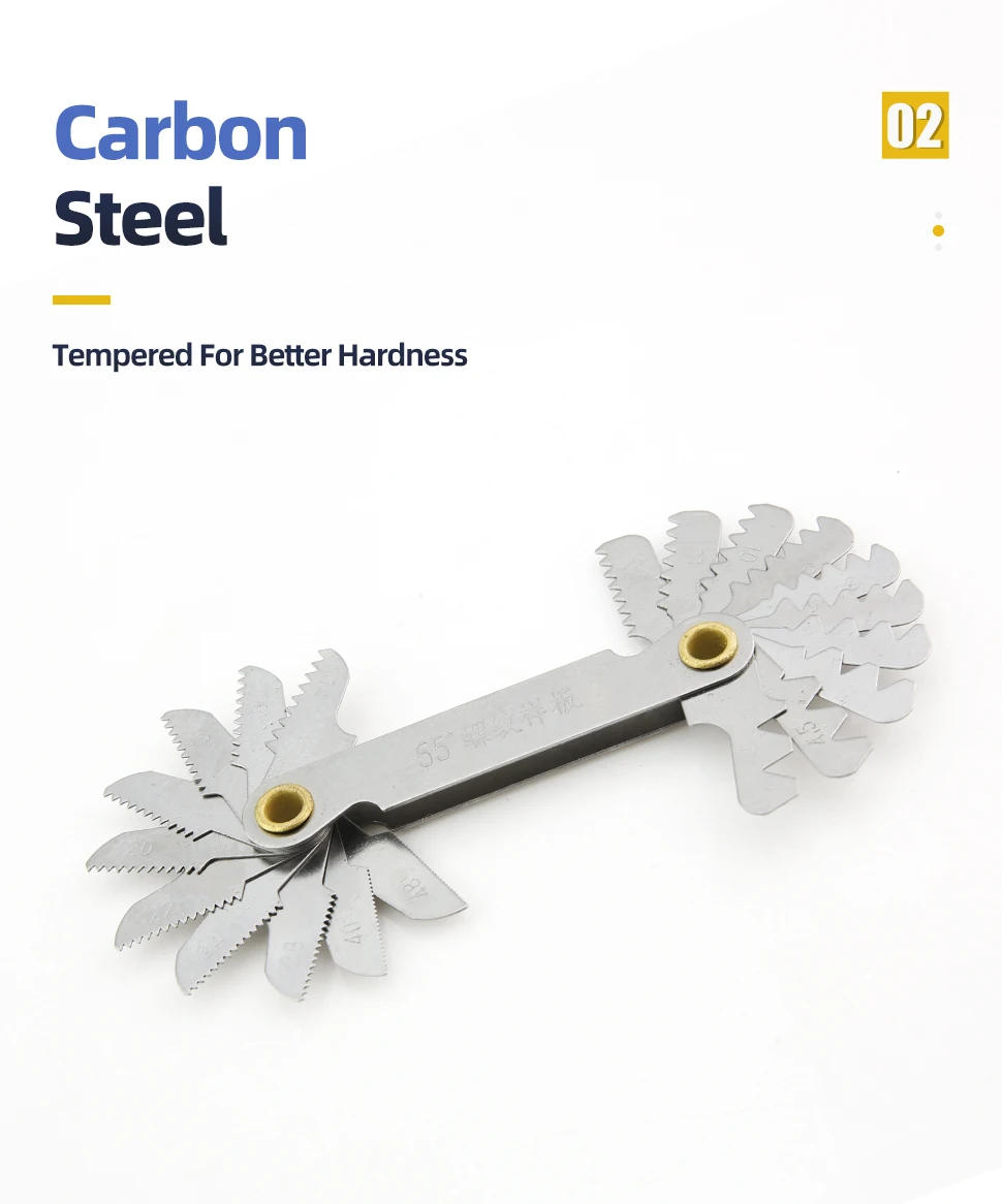 Description Picture 3 of item58PCS Thread Plug Gauge 55/60 Degree Metric Inch Gear Tooth Screw Pitch Gauges Measurement Steel Thread Gage Measuring Tools