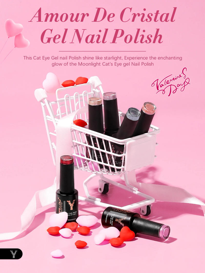 Description Picture 2 of itemYOKEFELLOW Magnetic Gel Nail Polish Amour de Cristal Gel Polish Red UV Cat Eye Gel for Nail Art Manicure DIY Valentine's Day