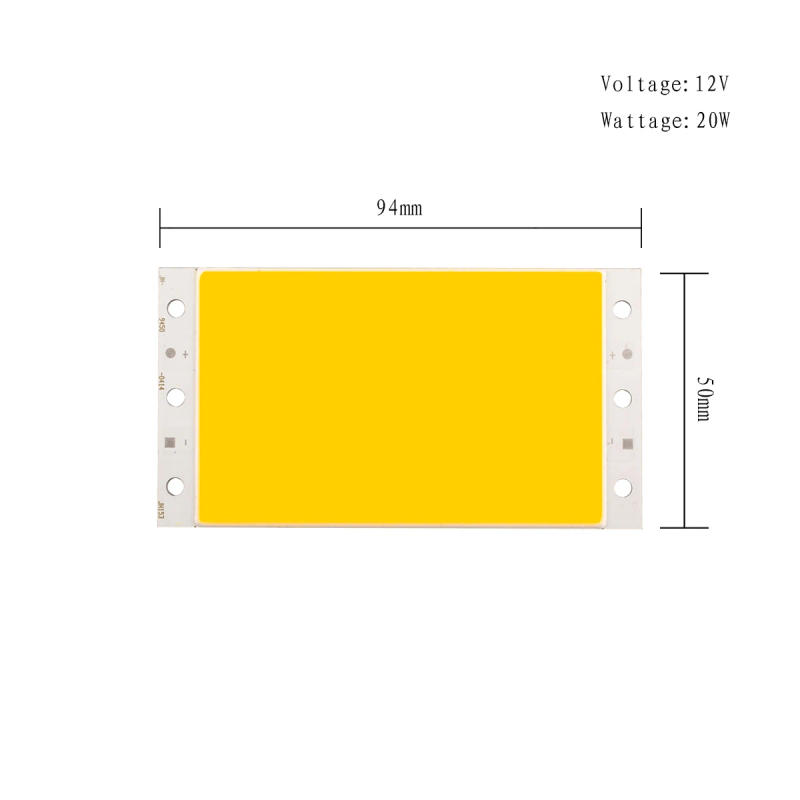 Description Picture 6 of item94x50mm 20W DC 12V COB LED Light Strip Lamp Module 2000LM Ultral Bright Warm Cool White Blue Red COB Chip On Board Matrix