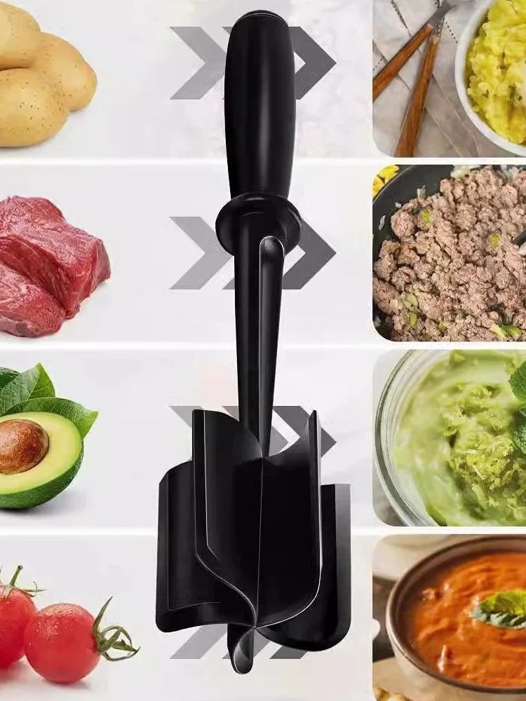 Description Picture 3 of itemMeat Chopper Masher for Ground Beef and Hamburger Meat, Heat Resistant 5 Curved Blades Ground Beef Smasher, Mix and Chop Tool