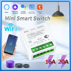 16A Mini Tuya Wifi Smart Switch 2 Way Control 20A DIY Light Switch Automation Relay Module Works With Alexa Google Home Alice
