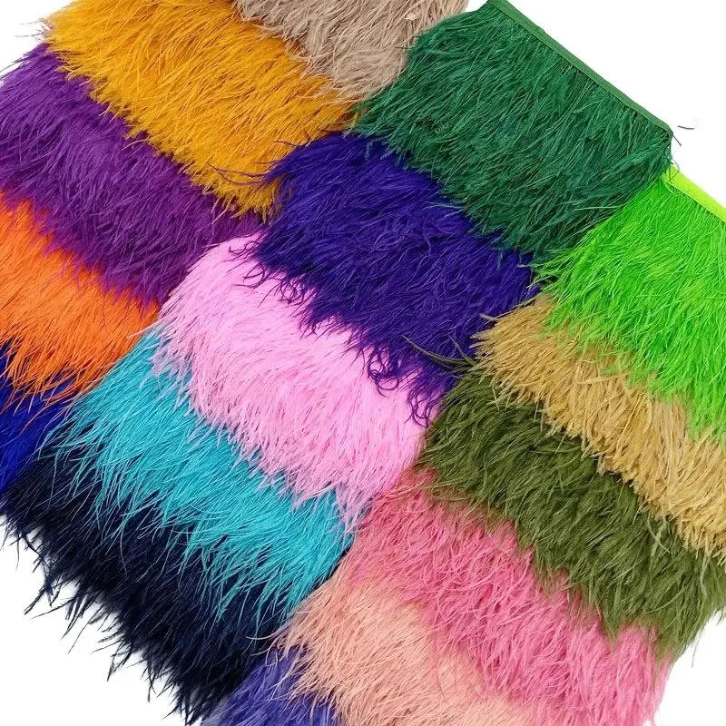 Description Picture 4 of itemWholesale 10Yard Ostrich Feathers Trim For Needlework Decorative Ribbon Sewing Fringes Clothes Wedding Dress DIY Supplies Crafts
