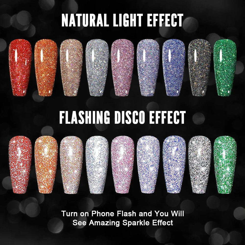 Description Picture 6 of item2024 New YOKEFELLOW 10ML Reflective Glitter Gel Nail Polish Soak Off UV Gel Varnish Colorful Brown Nail Gel Polish For Manicure