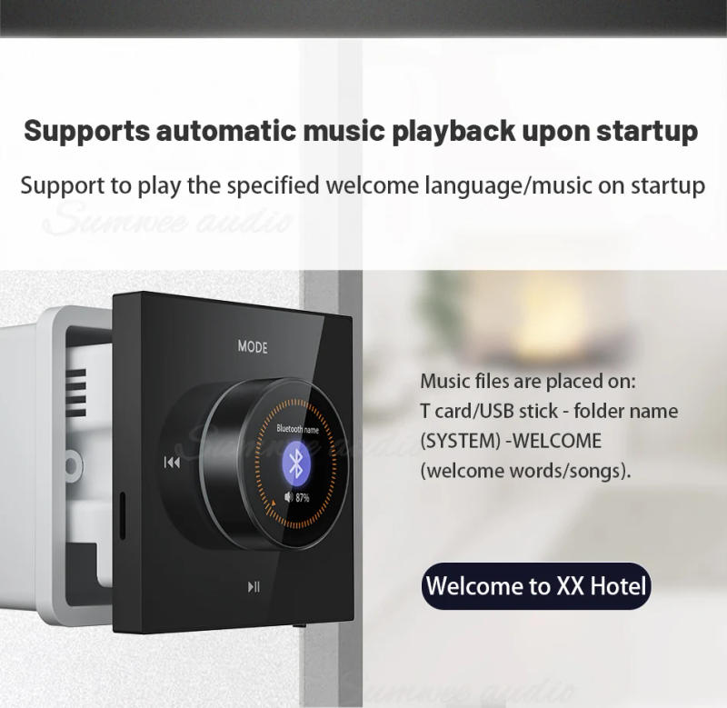 Description Picture 6 of itemHome audio 86 MINI in wall power amplifier Background music player system bluetooths sound FM control panel with ceiling speaker