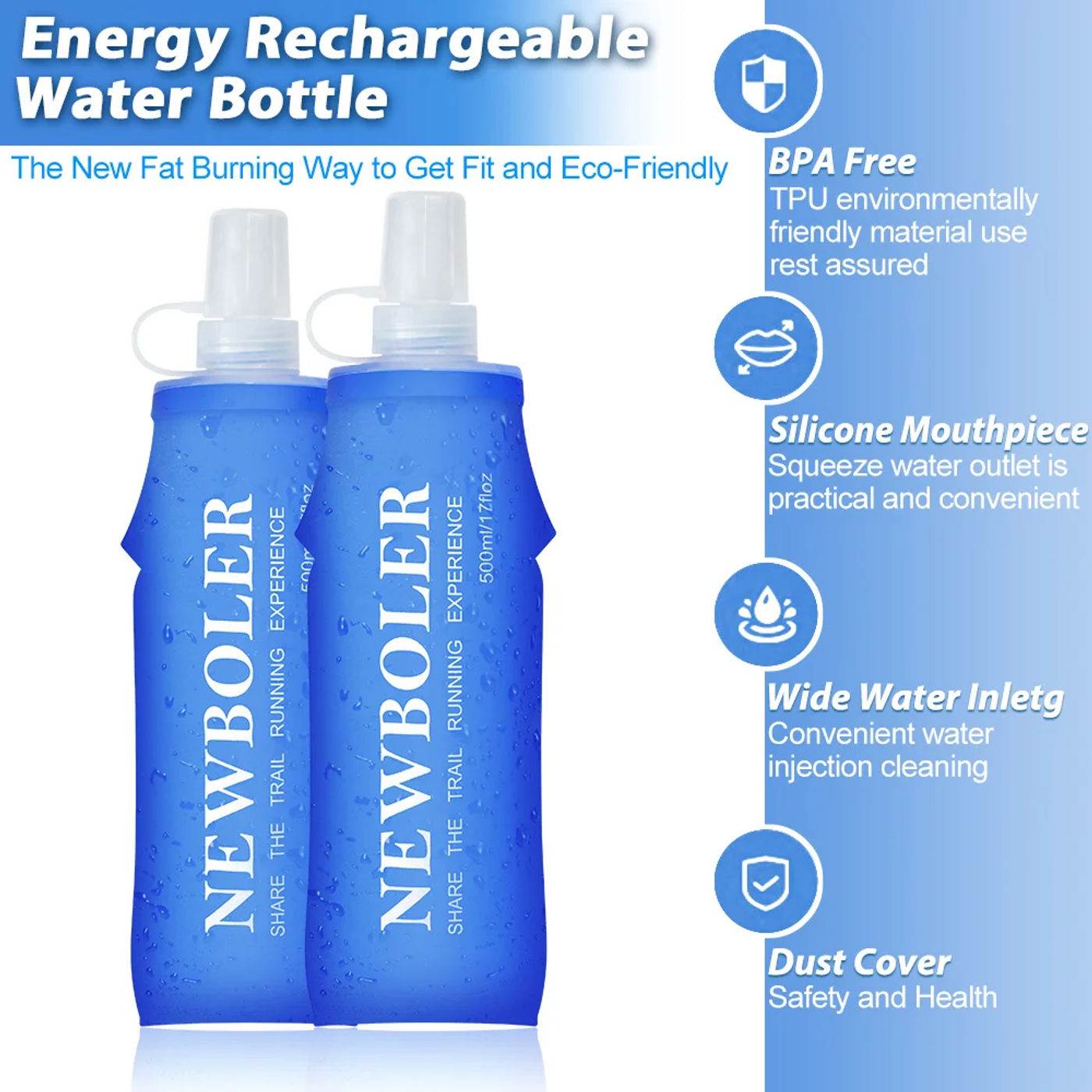 Description Picture 5 of item150/250/500ml Water Bottle TPU Folding Soft Flask Sport Water Bottle Water Bag Collapsible Water Bottle Running Camping Hiking