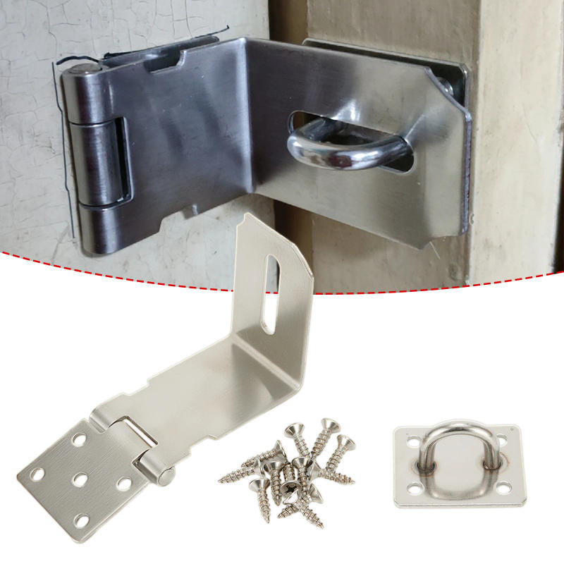 Description Picture 2 of itemDoor Clasp Lock Anti Theft Stainless Steel Door Lock Hasp Staple Padlock Clasp Shed Latch For Doors Cabinets Boxes Drawers Lock