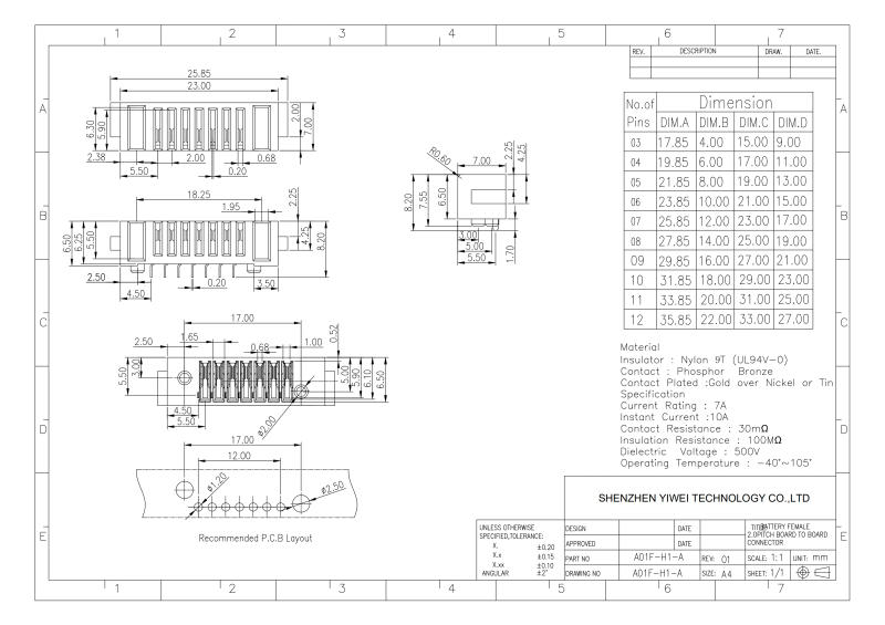 Description Picture 2 of item5 20Pcs Blade Male Battery Connector 2.0 MM Pitch 3 4 5 6 7 8 9 10 11 12 Position Right Angle Through Holes Straight PCB Header