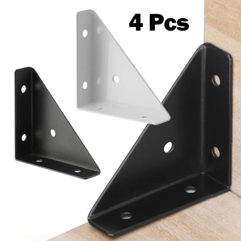 Description Picture 3 of item4PCS Black/White Corner Brackets Heavy Iron Angle Corner Brackets Protector Right Angle Corner Stand For A Variety Of Furniture