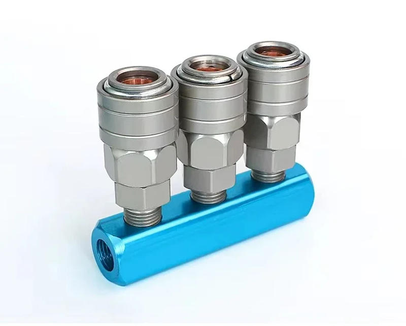 Description Picture 5 of itemAir Manifold Distributor 1/4" PT Thread Port 2 3 4 5 6 7 8 9 Way Pneumatic Quick Plug In Connector Hose Aluminum Block Splitter