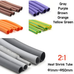 1~10M 2:1 Heat Shrink Tube Dia Φ1mm~50mm Yellow Green/Gray/Purple/Orange/Brown Wire Cable Shrinkage Sleeving Wrap DIY Connector
