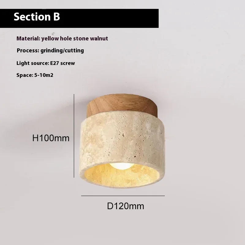 Description Picture 2 of itemYellow Marble Ceiling Light Lobby Entrance Corridor Balcony Restaurant Hotel Aisle Travertine Decorative Lamp