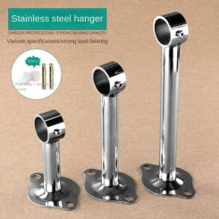 Lengthen Stainless Flange Tube Holder for Wardrobe Curtain Cloth Rod Seat Round Tube Seats Bracket Household Furniture Hardware
