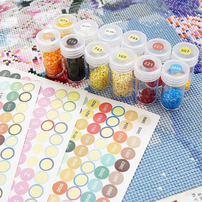 Description Picture 5 of item1 Set Color Number Stickers 26 Letters 1-100 Color Number Labels Diamond Painting Accessories Tools Multi-Colors for Adults Kids