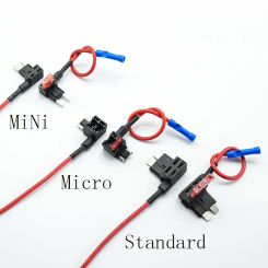 2pcs Micro Mini Standard 12V Fuse Holder Add-a-circuit TAP Adapter  Ford ATM APM Blade Auto Fuse with 10A Blade Car Fuse