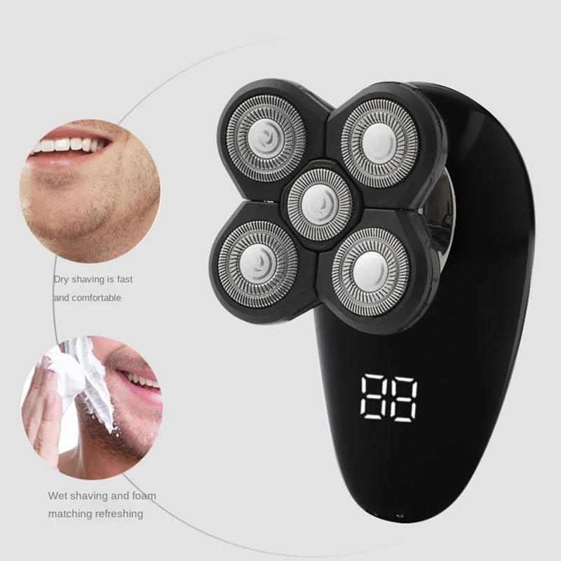 Description Picture 6 of itemAD-Electric Razor For Men Bald Head Shaver LED Display Nose Hair Beard Trimmer Clippers Facial Cleansing Brush