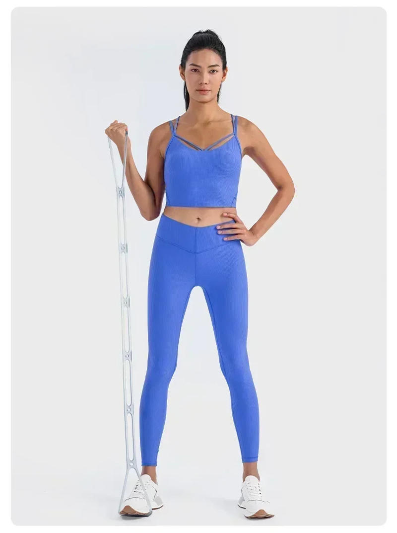 Description Picture 5 of itemLemon Align Women Strappy Tank Yoga Sports Ribbed Vest With Chest Pad Sexy Thin Belt High Elastic Tight Running Sports Sling Bra