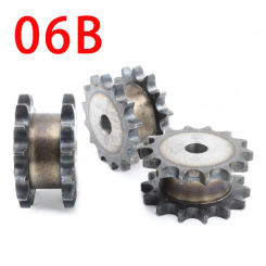 06B-2 Duplex False Double Row Double Drive Sprocket Wheel Gear for 12-25 Teeth 06B Roller Chain - Industrial Gear Sprockets