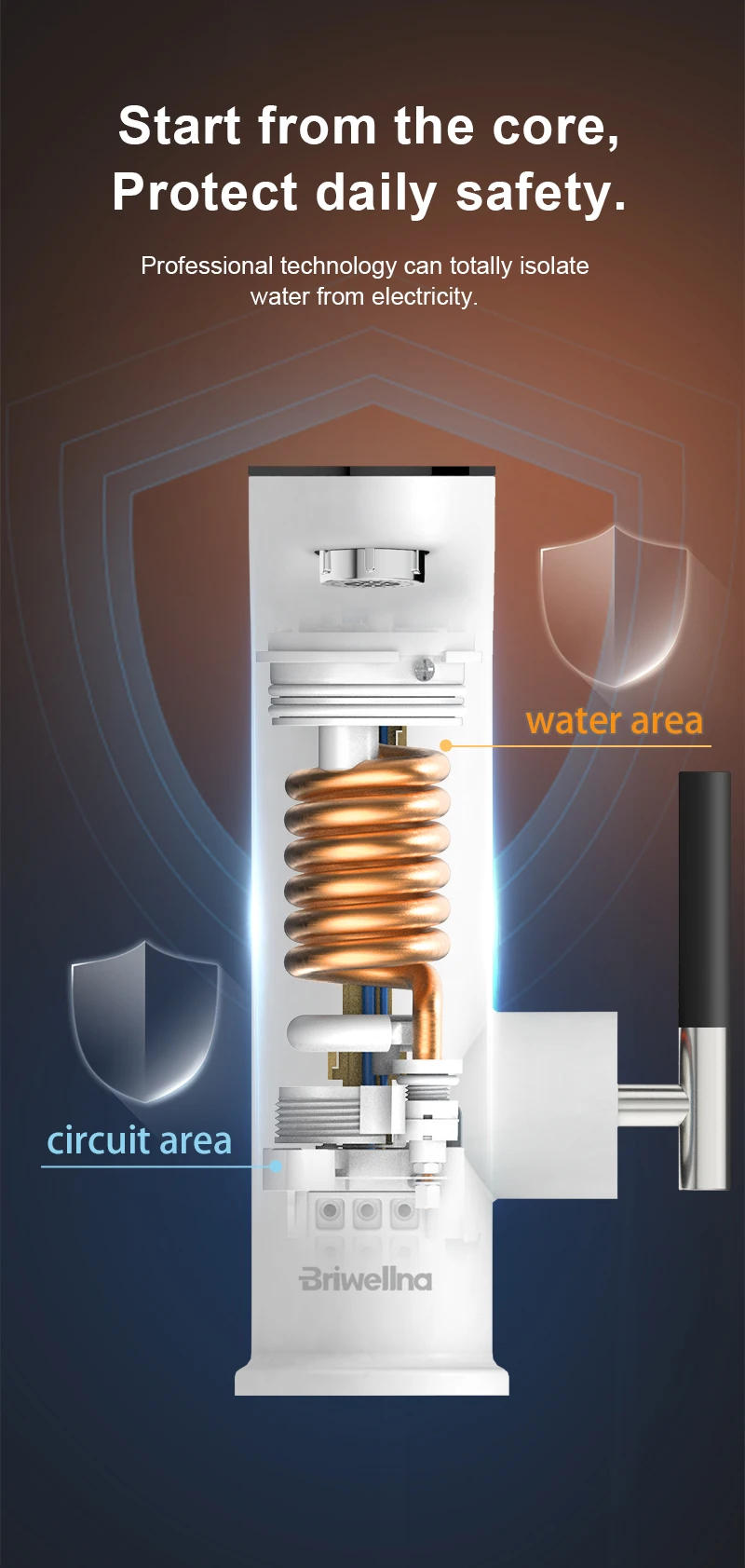 Description Picture 6 of itemBriwellna Electric Water Heater 220V Kitchen Faucet Tankless Geysers Faucet Heater Heating Tap Instantaneous Heaters Robinet