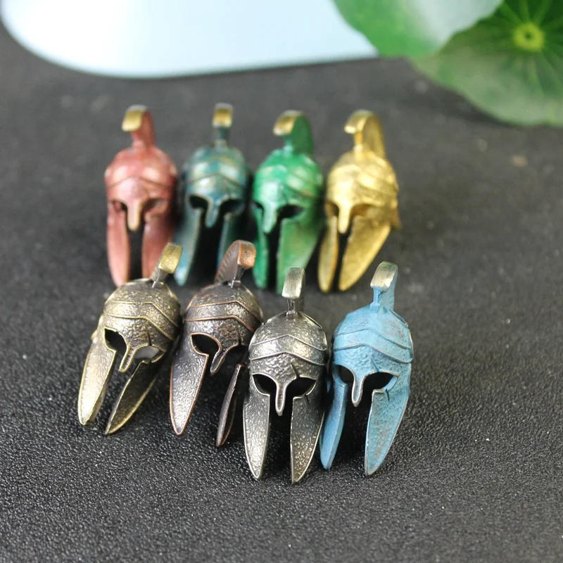 Description Picture 6 of itemBrass Ancient Greece Spartan Warrior Scar Helmet Umbrella Rope Knife Bead Jewelry DIY Paracord Keyring Lanyard Pendant Accessory