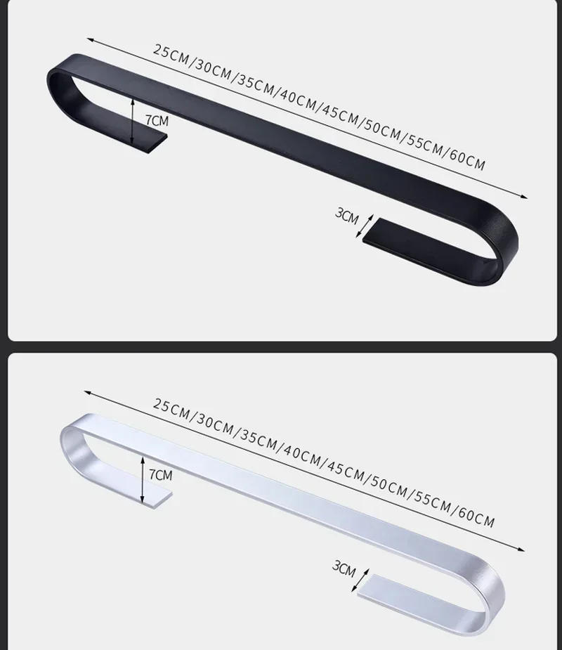 Description Picture 6 of itemTowel Rail Rack Towel Holder Bathroom Towels Rack Hanger Black Silver  Space Aluminum Wall Hanging Towel Bar Storage Shelf
