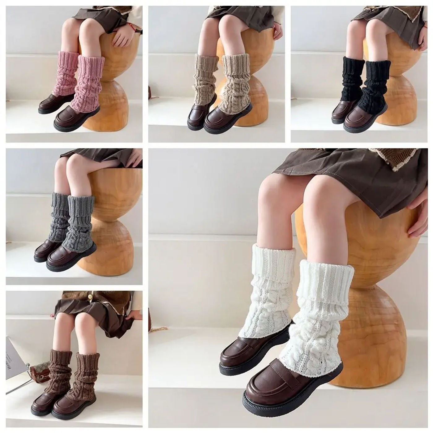 Description Picture 2 of itemJapanese Style Children's Twist Leg Warmers Harajuku Balletcore Leg Socks Long Stockings Foot Cover Knitted Leg Cover Children's