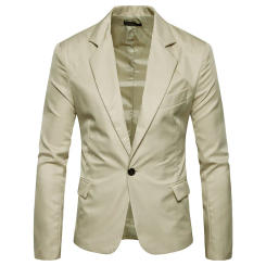 Men's leisure suit jacket 1 grain buckle slim-fit solid color blazer