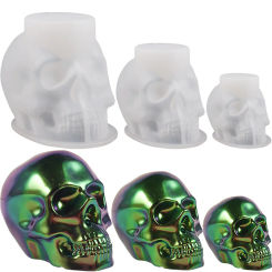 Halloween Skull Candle Silicone Mold Epoxy DIY Desktop Ornament Decorative Gypsum Soft Pottery Clay Tool Skull Silicone Mold