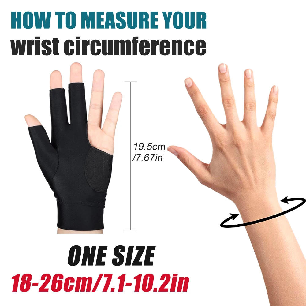 Description Picture 2 of itemBilliard Pool Gloves for Men and Women, Left Hand, 3 Finger, Splicing Process, Snooker Cue Sport Glove, Popular Sizes, 1Pc