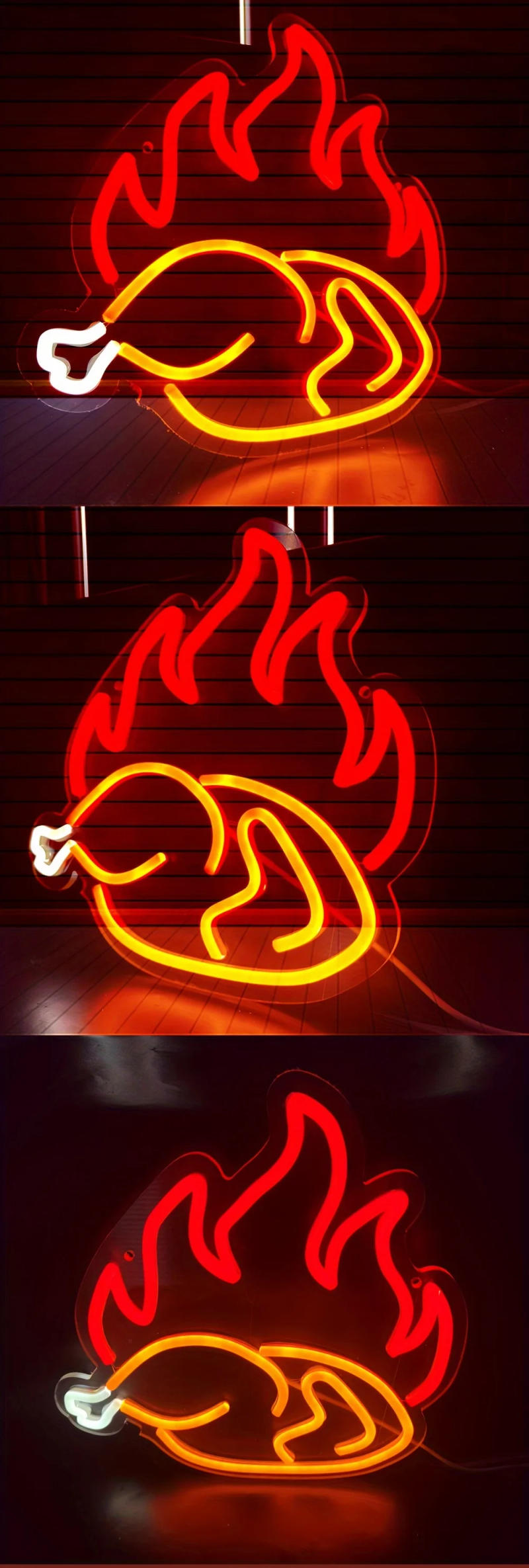 Description Picture 3 of item'Roasted Chicken' Neon Sign - Usb Powered, Multicolor Led Light For Business Logo, Door Plaque & Roadway Advertising