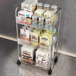 Acrylic Trolley Rack Household Bedroom Kitchen Baby Shelf Living Room Snack Supplies Removable Storage