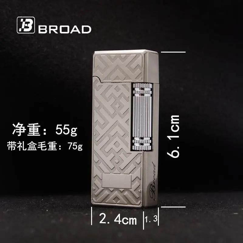 Description Picture 5 of itemBROAD Flint Gas Lighter Butane Side Slip Grinding Wheel Lighters Cigarettes Accessories Cigar Smoking Lighters Gadgets for Men