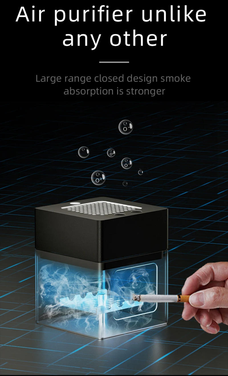 Description Picture 4 of itemLONHOMON AP078 Ashtray Air Purifier USB Charging Anti Second-hand Smoke Desktop Ashtray Remove Odor Home Air Purifiers