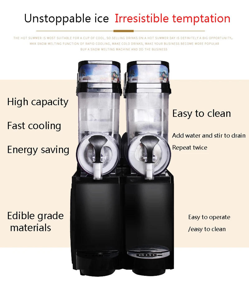 Description Picture 5 of itemCommercial Frozen Slushy Three Tanks Juicer Slush Fruit Maker 15L*3 Snow Melting Machine