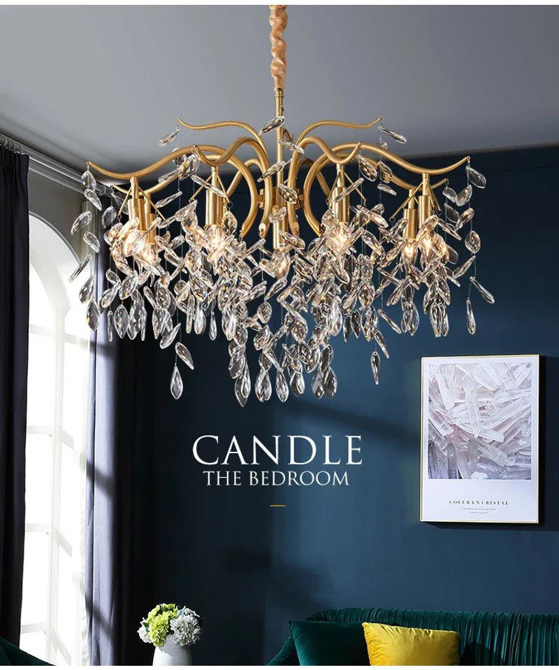 Description Picture 5 of itemAmerican Vintage Pendant Lights Luxury Crystal Retro LED Chandeliers Traditional Hanging Lamps for Living Room Bedroom Lustre