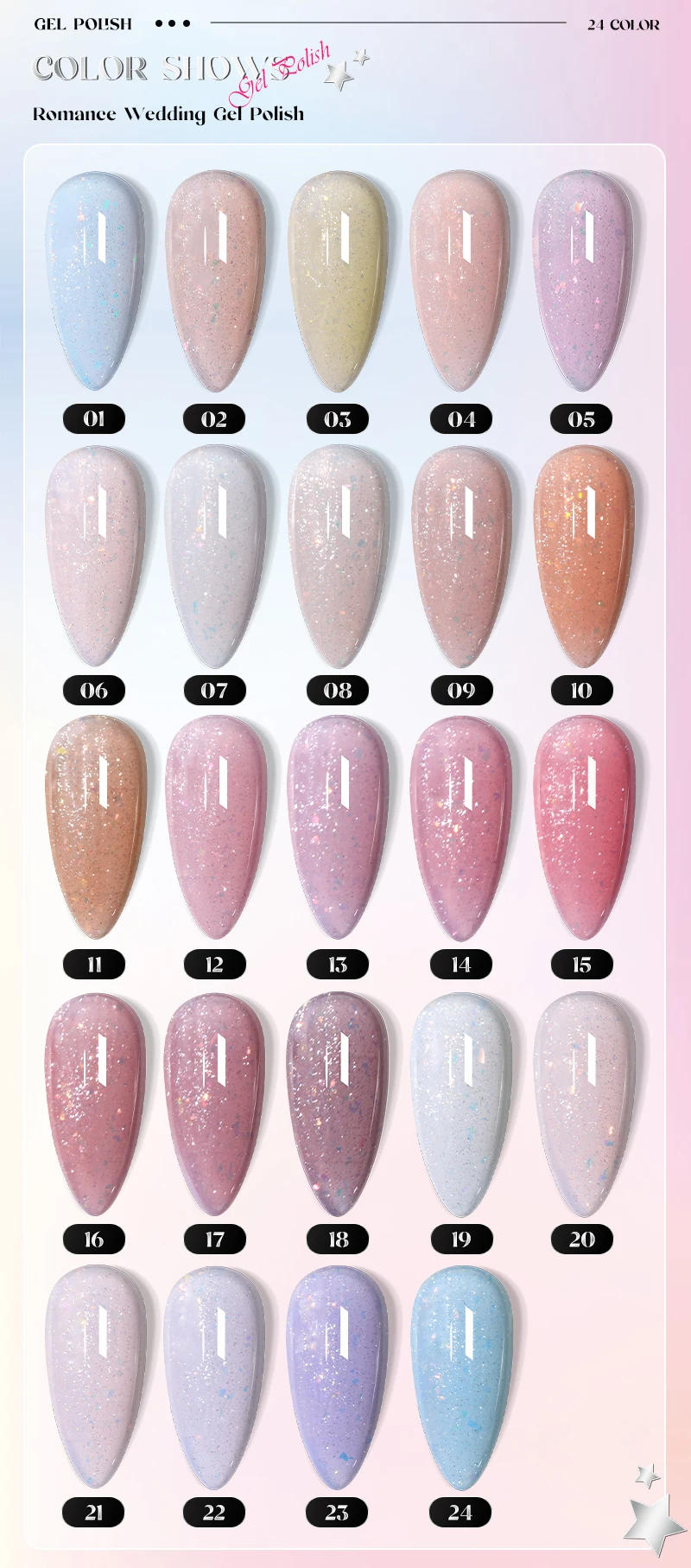 Description Picture 4 of itemDEROI Glitter Gel Nail Polish Sparking Regular Nail Polish Shiny Soak Off UV Gel Varnish Semi Permanent Nail Art Manicure 8ml