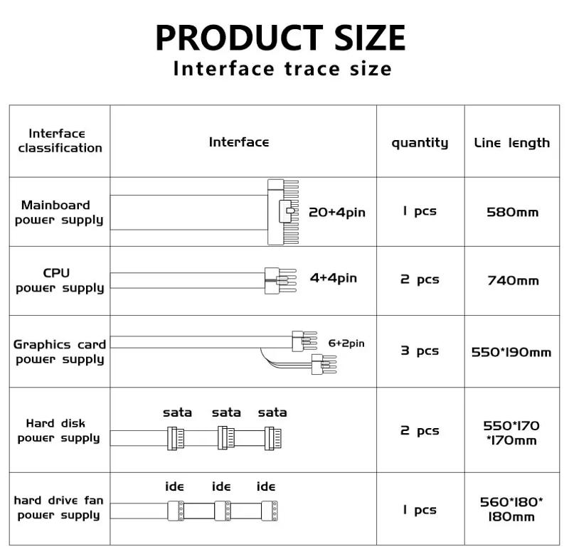 Description Picture 4 of itemT.F.SKYWINDINTL 1000W Rgb ATX 1000 WATT PC Power Supply PC Modular Psu Switching Gaming Mining Power Supplies Computer Source