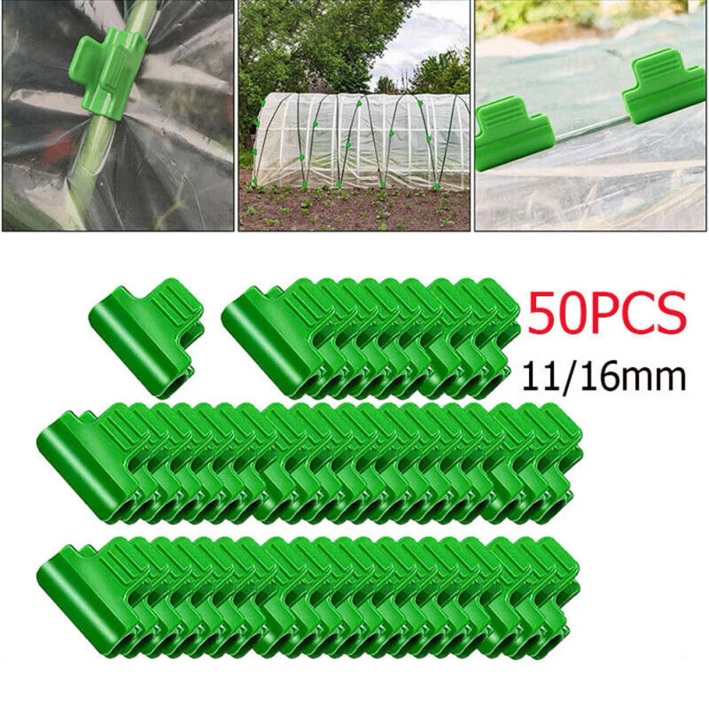 Description Picture 2 of item50Pcs Greenhouse Clamps Film Row Cover Netting Tunnel Hoop Clips Garden Support Frame Plant Support Garden Stakes For 11/16mm