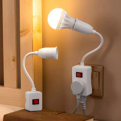 Stainless Steel E27 Lamp Base Flexible Bend Mobile Test Light Head Light Adapter with Switch EU US Plug E27 LED Head Bulb Socket