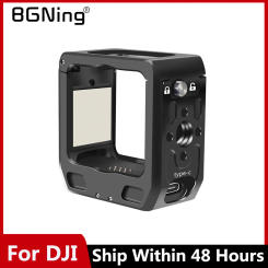 Magnetic Action Camera Cage For DJI Action 2 Dual-screen Full Cage w/ Cold Shoe Mount 1/4 3/8 ARRI Locating Hole Charger Base