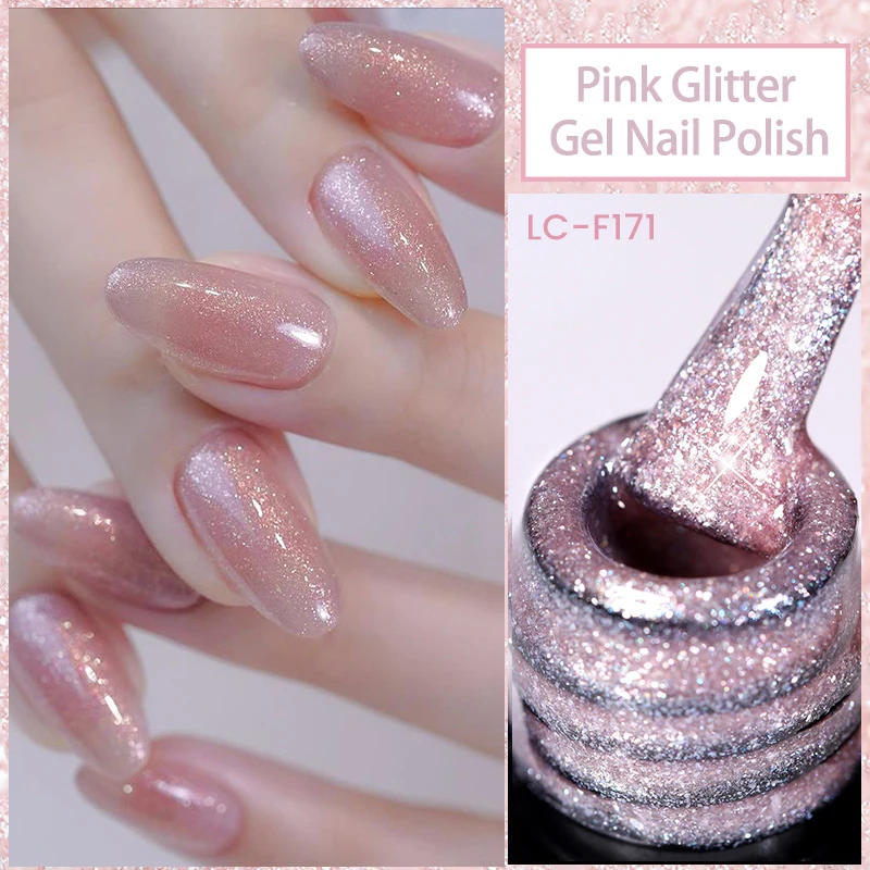 Description Picture 2 of itemLILICUTE Nude Pink Glitter Gel Nail Polish 152 Colors Sparking Sequin All For Manicure Semi Permanent Soak Off Nail Art Varnish
