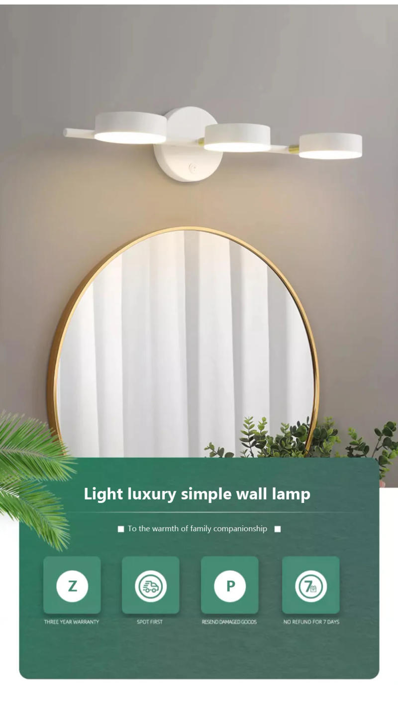 Description Picture 2 of itemNordic LED New white wall lamp with switch Mirror light wall light bathroom bedroom mirror vanity light home simple decoration