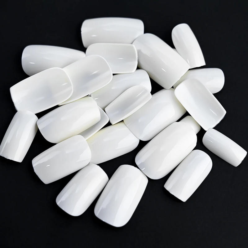 Description Picture 5 of item100pcs Milk White/Pink Square Short Round False Nails Full Cover Acrylic Fake Nails Smooth Reusable Press On Nails Fake Nails