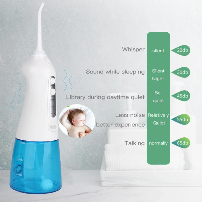 Description Picture 2 of itemCordless Water Dental Flosser for Teeth - 350ML Portable and Rechargeable Oral Irrigator with 4 Modes 2 Replaceable Tips - IPX7