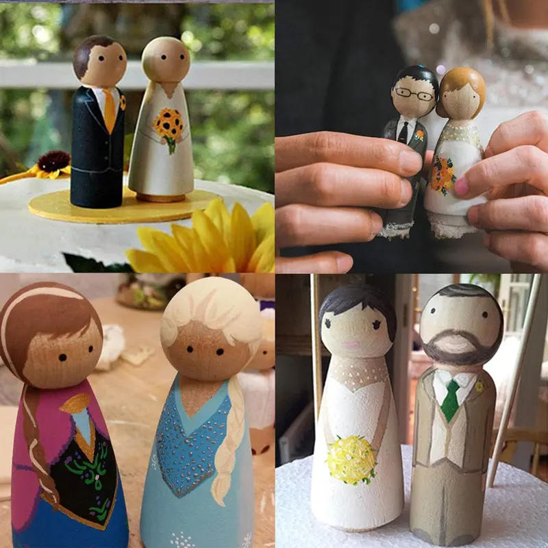 Description Picture 5 of item35-90MM Unfinished Wooden Peg Dolls Peg People Wooden Figures Decor Peg Doll People for DIY Art Craft Painting Peg Game