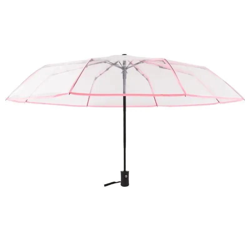 Description Picture 3 of itemTransparent Automatic Rain Umbrella Windproof Auto Folding Black Umbrella Men Women Outdoor Travel Business Foldable Car Parasol